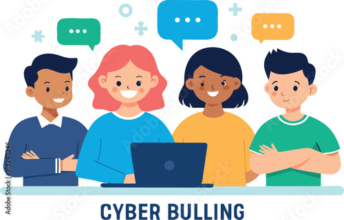 Students openly discuss cyberbullying awareness in a group setting, promoting empathy and a safe online environment.