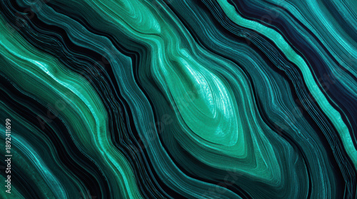 Deep emerald green malachite stone texture features swirling patterns that create mesmerizing visual effect. rich colors evoke sense of tranquility and elegance
