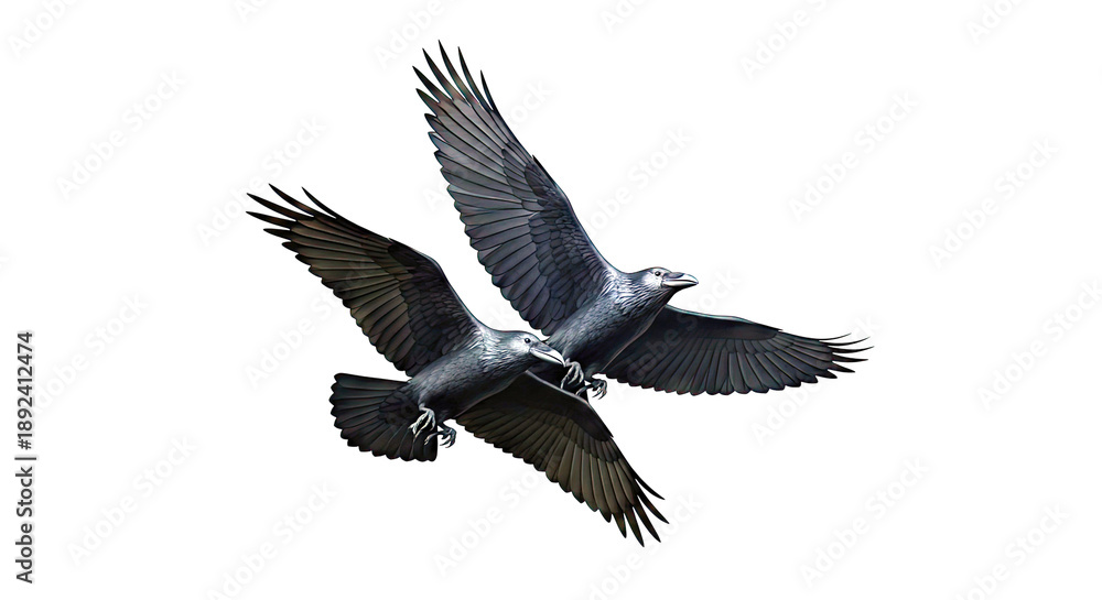 Fototapeta premium Two Ravens in Flight