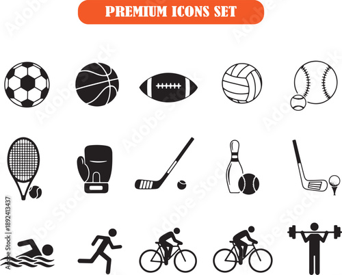 Premium sports icons set with various activities Vector