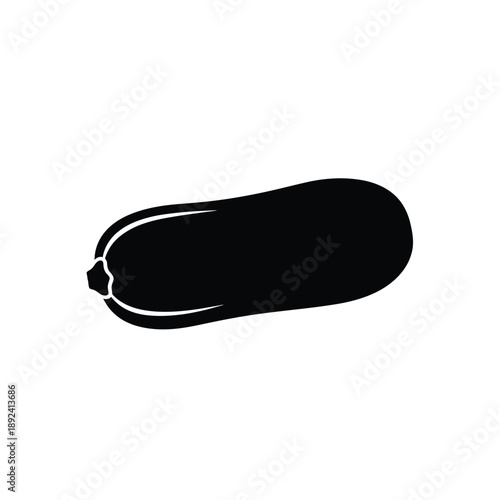 Black silhouette of a zucchini on a white background