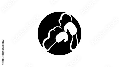Boxer symbol, black isolated silhouette