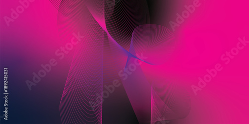 Abstract dark background with smooth flowing magenta and purple wave shapes, soft blurred gradients, and translucent curved layers creating a mysterious modern motion effect, elegant futuristic abstra