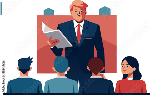 Teacher explains the dangers of fake news to students using clear visuals, promoting critical thinking and media literacy.