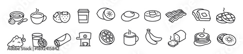 breakfast line icons vector design