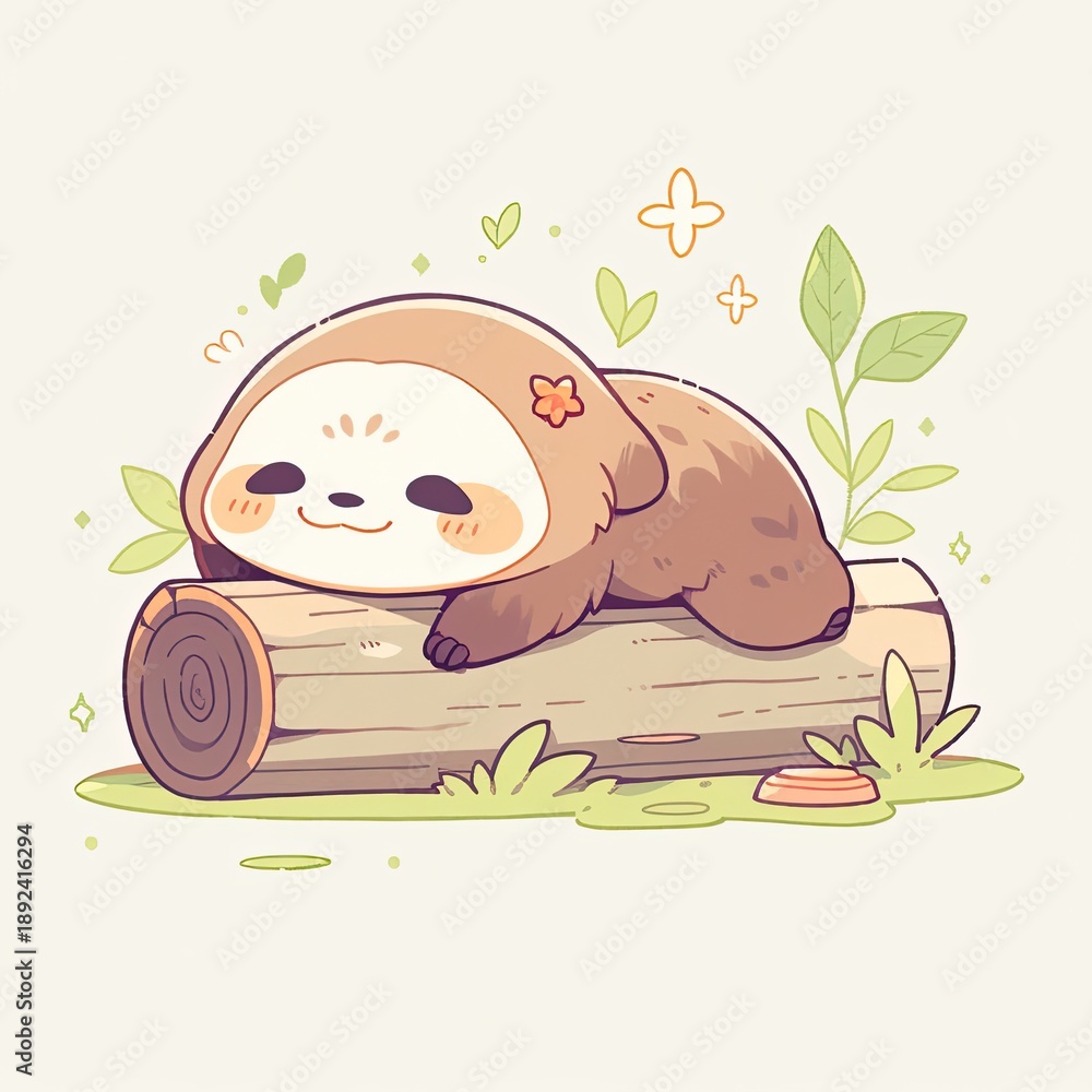 Obraz premium A cute cartoon sloth print. Funny sloth art illustration, print design for clothing, t-shirts, and stationery. Print template.