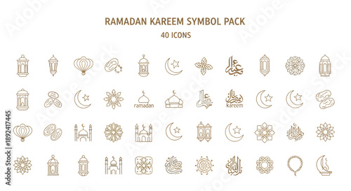 Ramadan Kareem Symbol Pack – Islamic Festival Vector Icon Collection