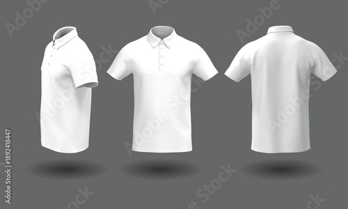 White Polo Shirt Mockup Set Front Side and Back View