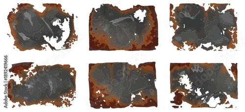 Distressed Orange Arrow Collection Grunge Directional Signs Vector Illustration Set