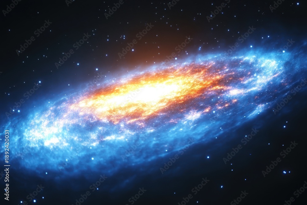 Obraz premium Galaxy spiraling in the night sky illuminated by glowing stars