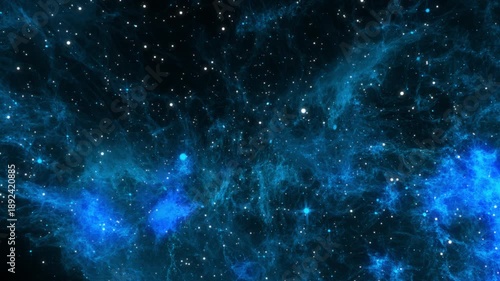 Abstract space animation of a journey through the universe. Bright stars, constellations. Amazing view of the colorful nebula among countless galaxies. 4k footage