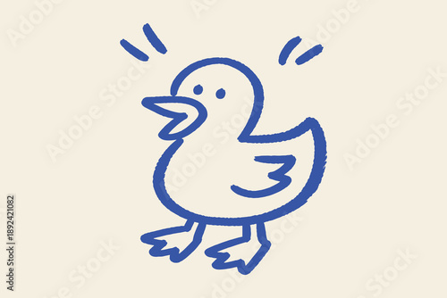 Duck cartoon doodle line art vector illustration
