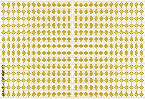 Cuadro en lienzo Abstract geometric seamless pattern with repeating cross and floral motifs in gold and yellow tones