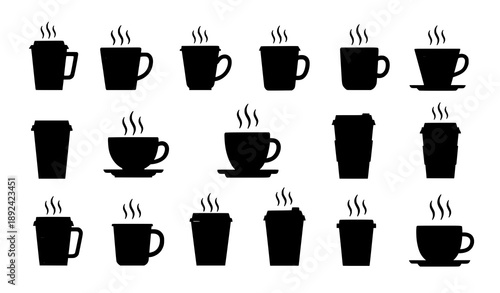 Wallpaper Mural Hot Beverage Coffee Cup Icons Vector Collection Torontodigital.ca