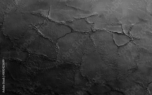 Dark cement wall in retro concept. Black concrete background for wallpaper or graphic design. Blank old plaster texture in vintage style. Abstract surface with unusual beautiful patterns.