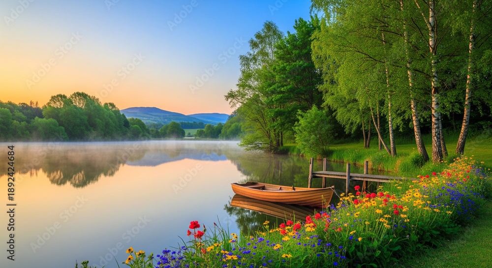 Fototapeta premium boat on the lake