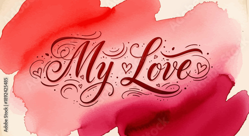 Love text on pink background.