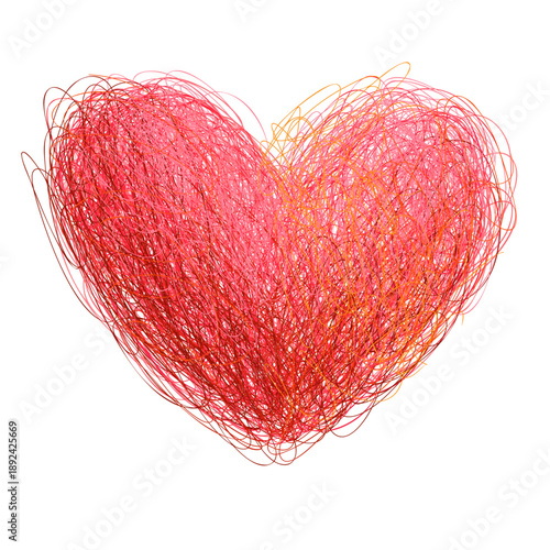 Doodle vector heart. Love symbol, hand painted colorful heart shape