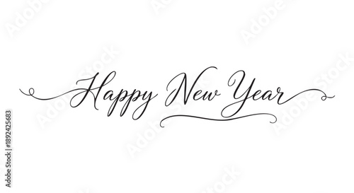 Handwritten calligraphy Happy New Year greeting message design