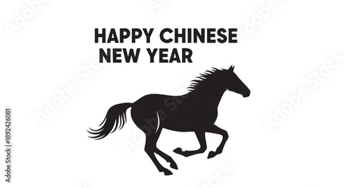 Silhouette horse galloping for Chinese New Year celebration design