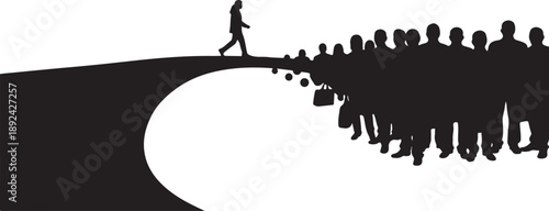 Businessman leading a group of people on a journey