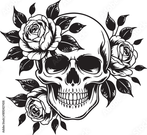 Floral Skull Tattoo Design Set