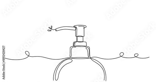 Minimalist continuous line drawing of soap dispenser. Non editable stroke