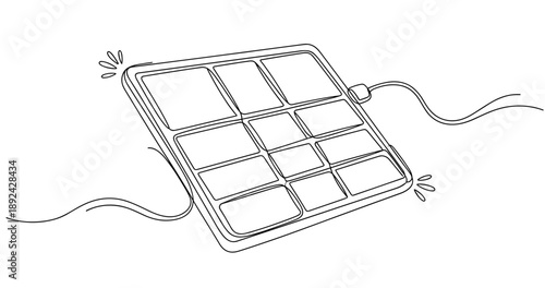 Minimalist line art of usb-powered drum pad with nine buttons. Non editable stroke