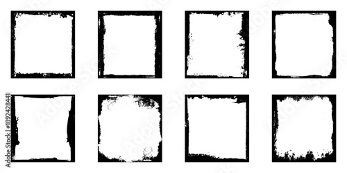 Grunge rectangle border set .Grunge style with brush stroke grunge frame.