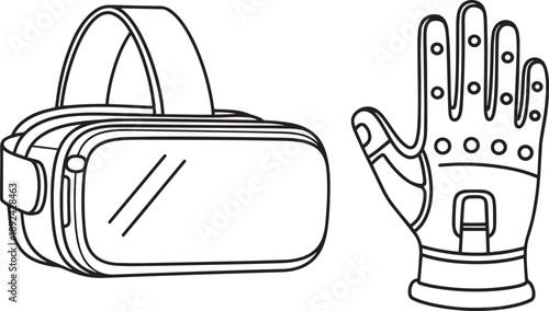 Virtual Reality Headset and Glove Illustration