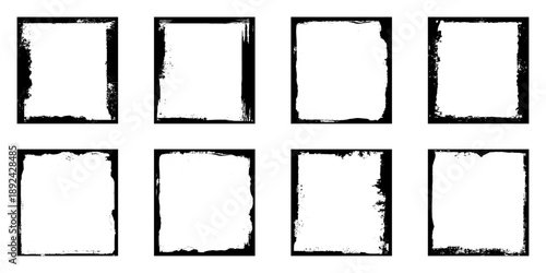 Grunge rectangle border set .Grunge style with brush stroke grunge frame.