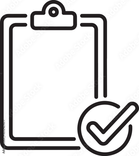 Clipboard with checkmark, approval and task done icon
