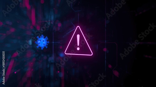 Virus Detected Popup Virus Attack Warning Signal Technology Alert with COVID-19 Virus Representation