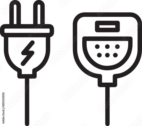 Plug and socket icon, electricity and power symbol