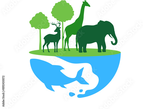 Land and Sea Wildlife Silhouette Concept
