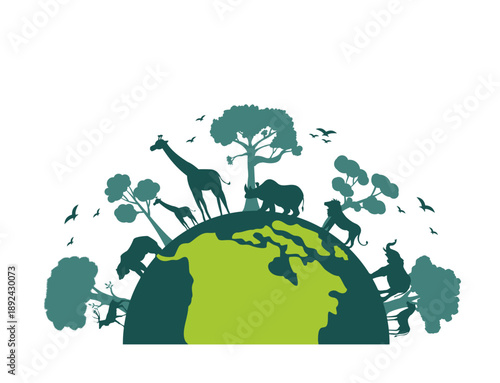 Wildlife Animals and Planet Earth Concept Vector