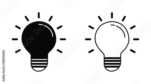 Bulb light vector icons set. lamp icon. Lighting Electric lamp illustration symbol.
