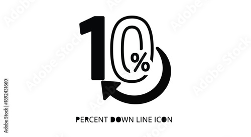 10 percent discount icon with curved arrow