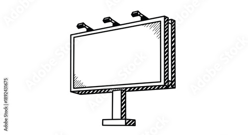 Blank billboard with AD text on a stand outdoors