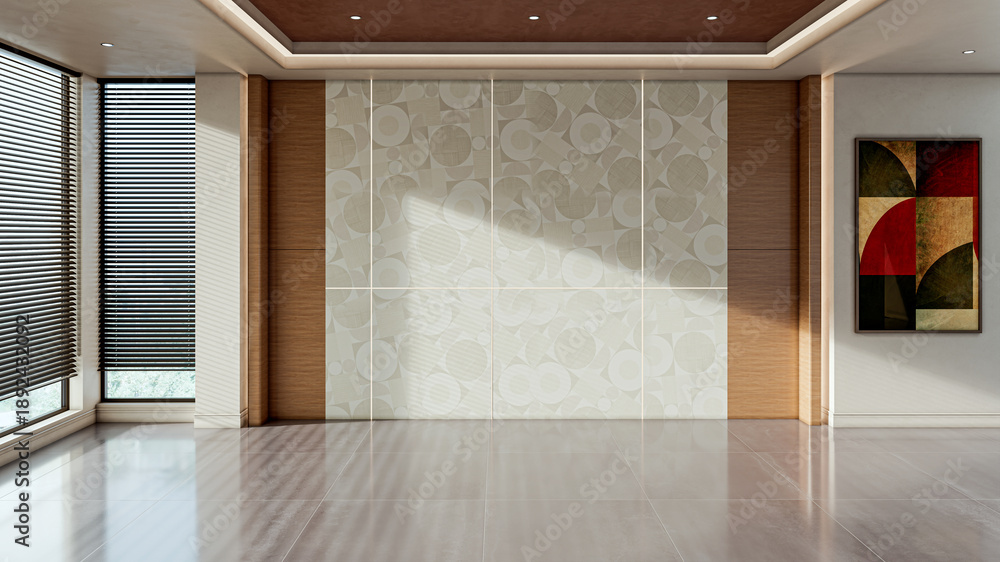 Obraz premium Large luxury modern bright interiors Living room mockup illustration 3D rendering