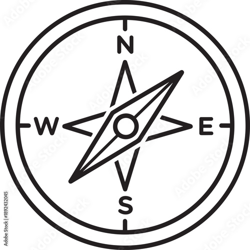 Simple black compass illustration on white background