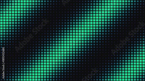 Green Pixelated Pattern on Black Background.