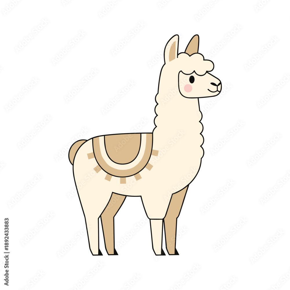 Obraz premium Cute Flat Llama Character