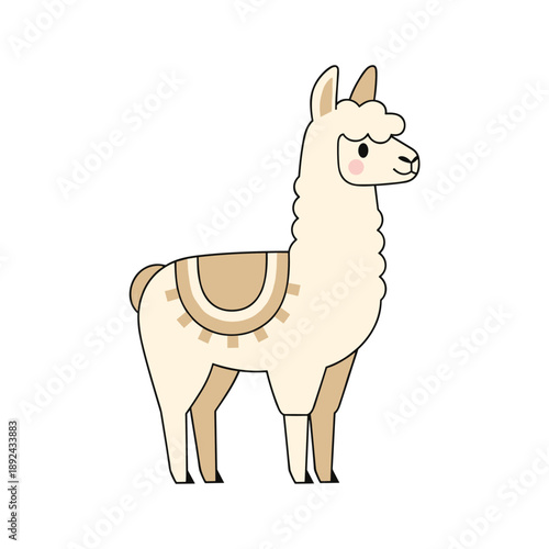 Cute Flat Llama Character