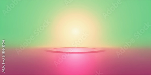 Pastel green pink gradient stage background for product display with futuristic look