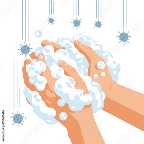 Hands Washing with Soap and Water.