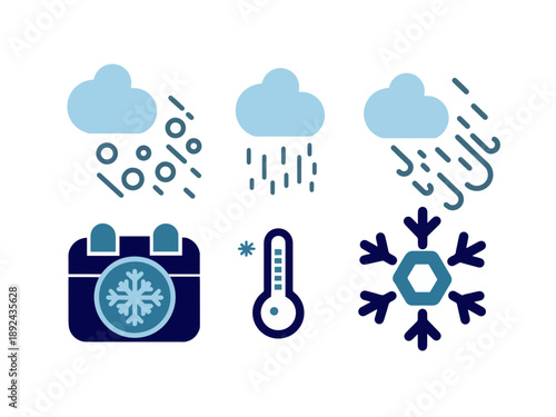 Winter Weather and Forecast Icon Set in Flat Design