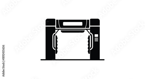 A stark black silhouette of a security or metal detector gateway exhibiting a modern design silhouette high quality