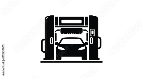 A modern gas station with a vehicle filling up depicted as a striking black silhouette high quality professional