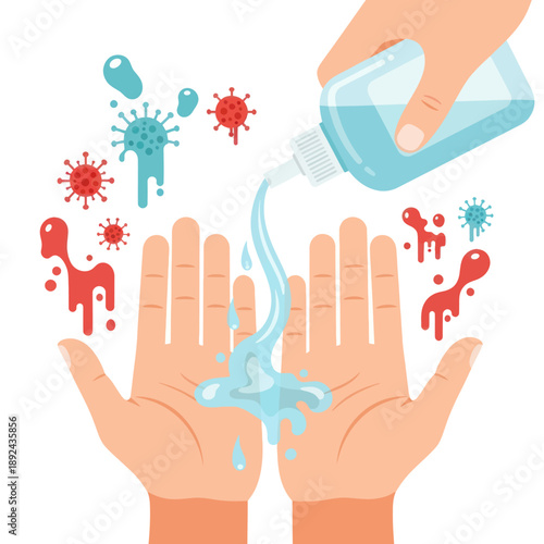 Hand Hygiene with Hand Sanitizer Illustration.